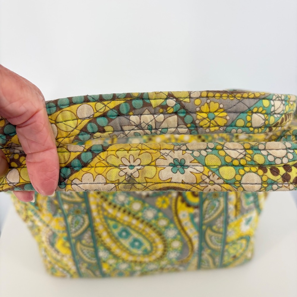 Vera Bradley Tote Lemon Parfait Paisley Quilted Shoulder Bag Retro Teacher BoHo - Picture 7 of 8
